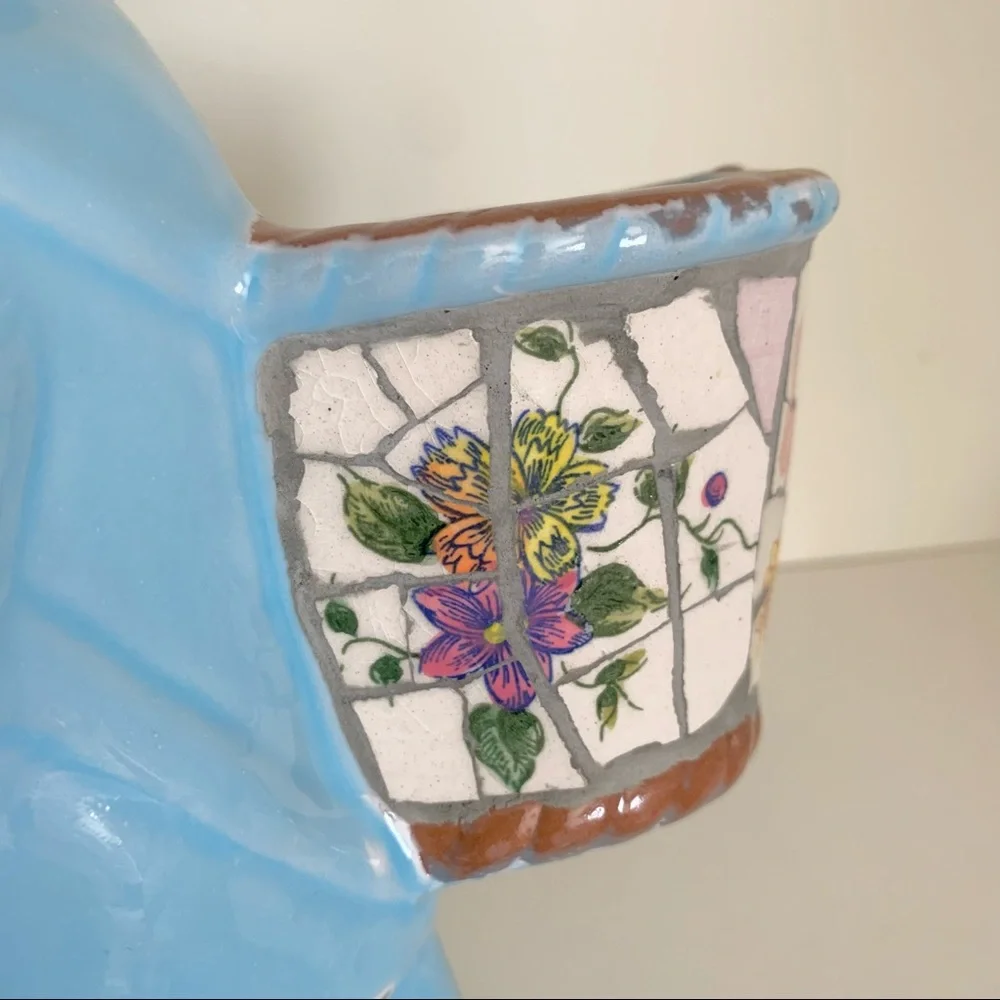Hold vintage Mosaic ceramic bunny planter - Picture 7 of 17